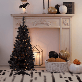 Northlight 4in. Pre-Lit Slim Artificial Tinsel Halloween Tree