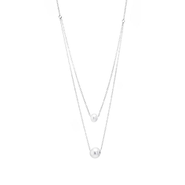 Athra Sterling Silver Fresh Water Pearl Double Strand Necklace