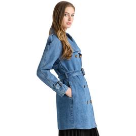Womens NVLT Double Breasted Denim Belted Trench Coat