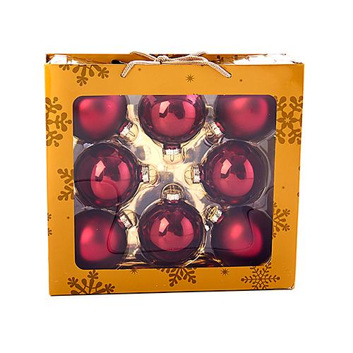 8ct. 2.6in. Solid Glass Ball Ornament - Burgundy