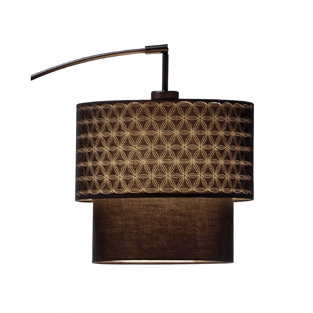 HomeRoots 71in. Brown & Black Arched Floor Lamp With Drum Shade