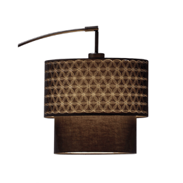 HomeRoots 71in. Brown & Black Arched Floor Lamp With Drum Shade