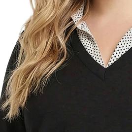 Plus Size NY Collection Long Sleeve Dot Two In One Sweater