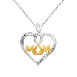 1/20cttw. Natural Diamond Sterling Silver Mom Heart Pendant