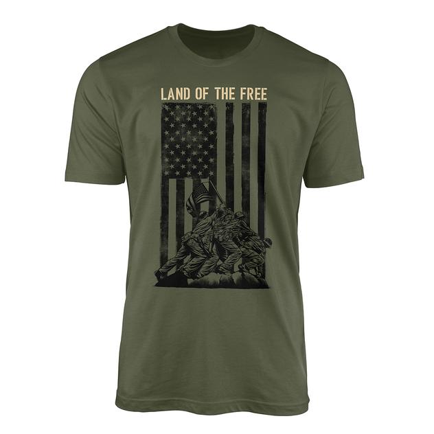 Mens Land of The Free Short Sleeve Graphic Tee - Military Green