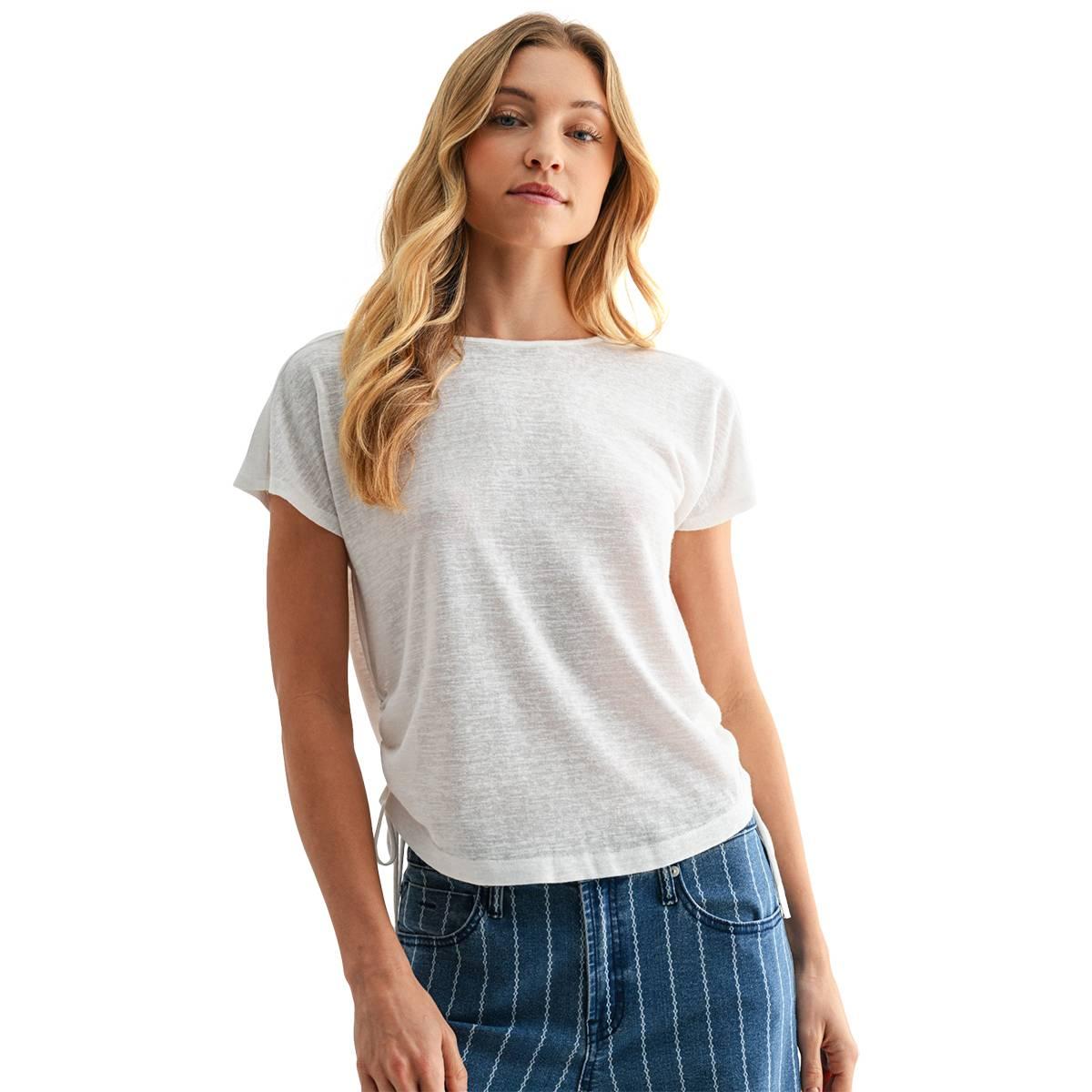 Womens CITY BLUES Short Sleeve Side Tie Tee
