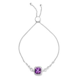 Haus of Brilliance Purple Amethyst & Diamond Accent Bolo Bracelet