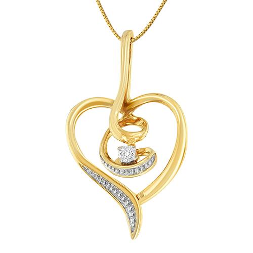 Espira 10kt. Gold Round Cut Diamond Swirl Heart Necklace