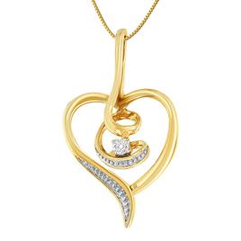 Espira 10kt. Gold Round Cut Diamond Swirl Heart Necklace