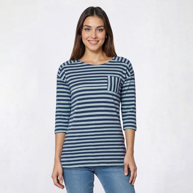Womens Erika 3/4 Sleeve Newport Stripe Tee