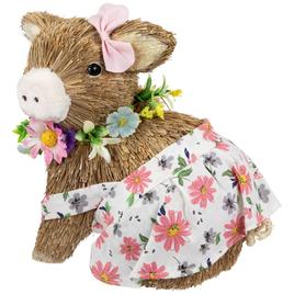 Northlight Seasonal Girl Piglet with Floral Dress Spring Figurine