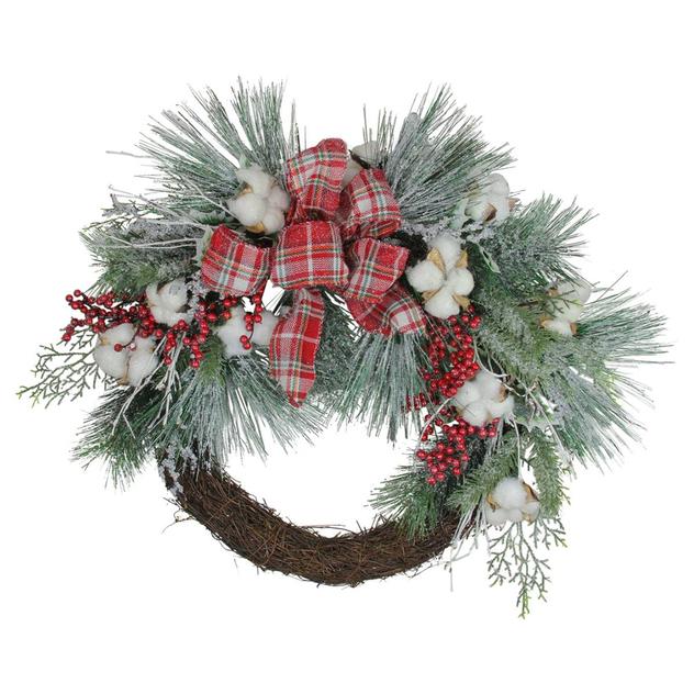 Northlight Real Touch™ Iced Mixed Pine and Holly Berry Wreath
