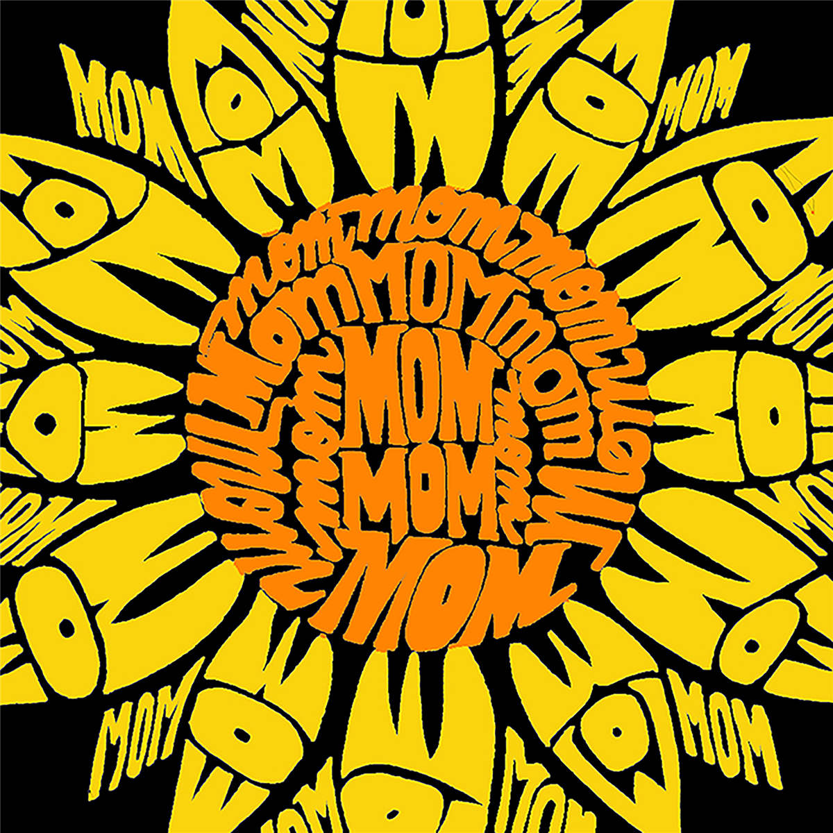 Womens LA Pop Art Mom Sunflower Word Art Long Sleeve Graphic Tee