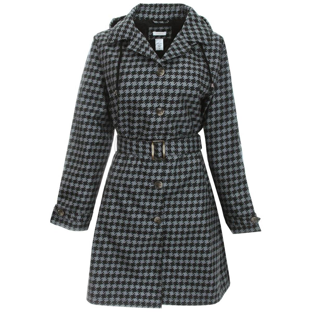 Womens Capelli New York Houndstooth Trench Raincoat