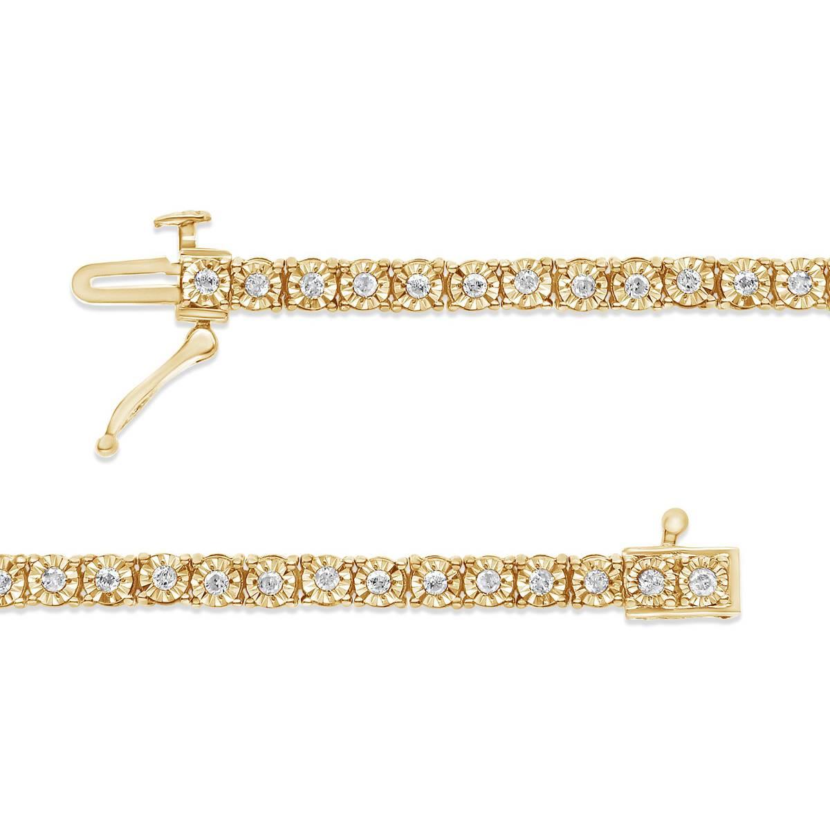 Haus of Brilliance Yellow Gold over Silver Tennis Bracelet
