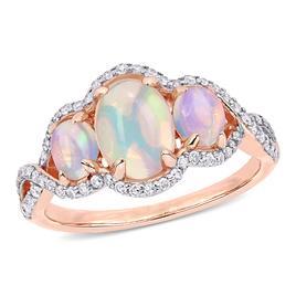 Gemstones Classics(tm) 10kt. Rose Gold Ethiopian Blue Opal Ring