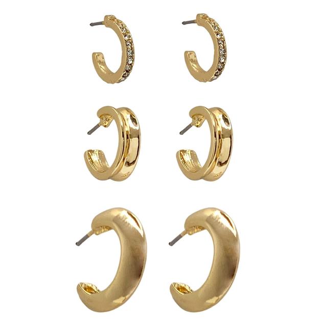 Design Collection 3pr. Gold-Tone Crystal Hoop Earrings Set