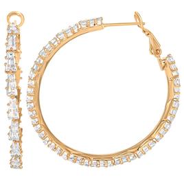 Jessica Simpson Yellow Gold Baguette Hoop Earrings