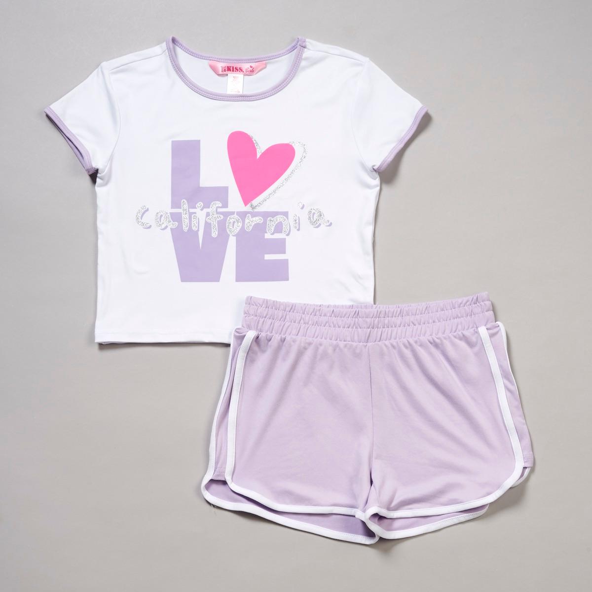 Girls (7-14) 1st Kiss Love California Tee w/ Shorts