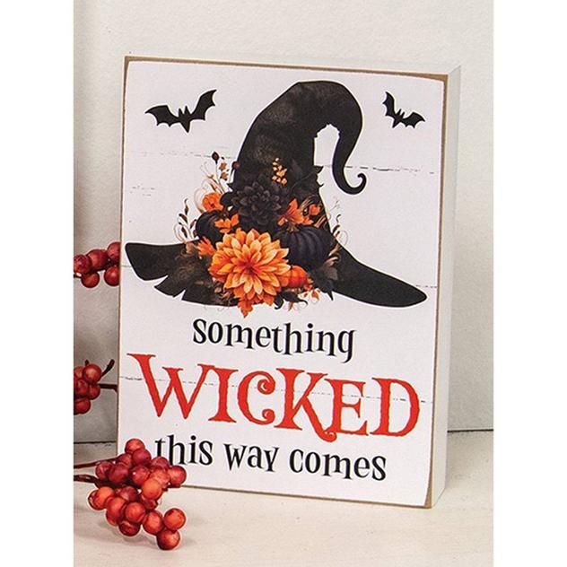 The Hearthside Collection Wicked Haunt Floral Witch Hat Sign