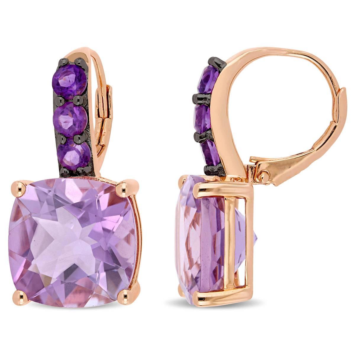 Sophia B 15 3/4ctw. Rose de France Amethyst Drop Earrings