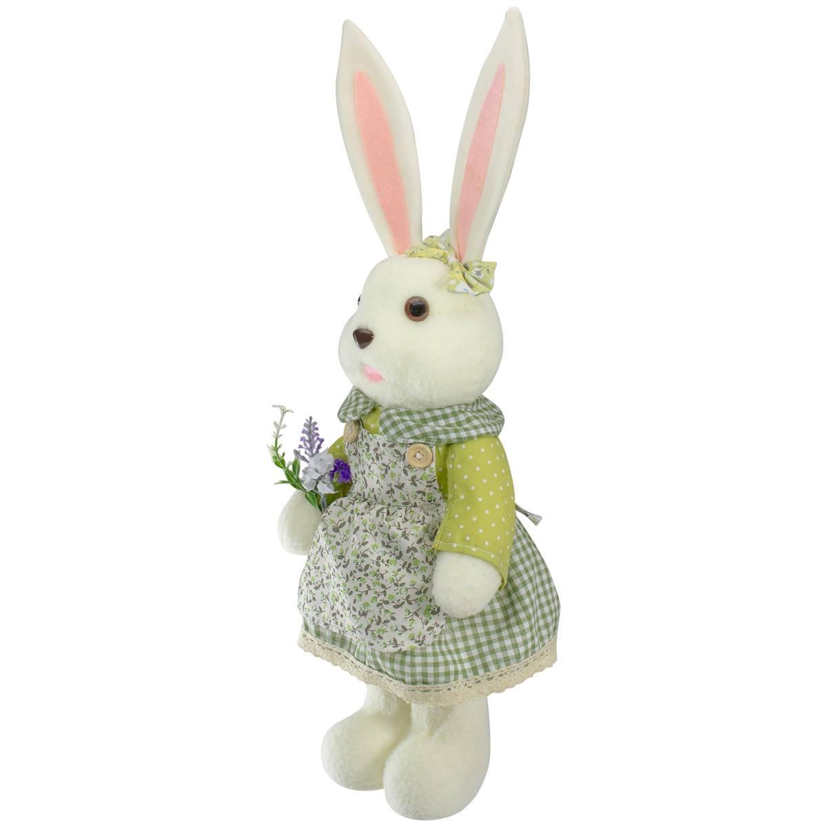 Northlight Seasonal Standing Girl Rabbit Holding Flowers Figurine
