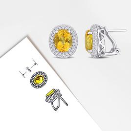 Sophia B 7 4/5ctw. Citrine & White Topaz Stud Earrings