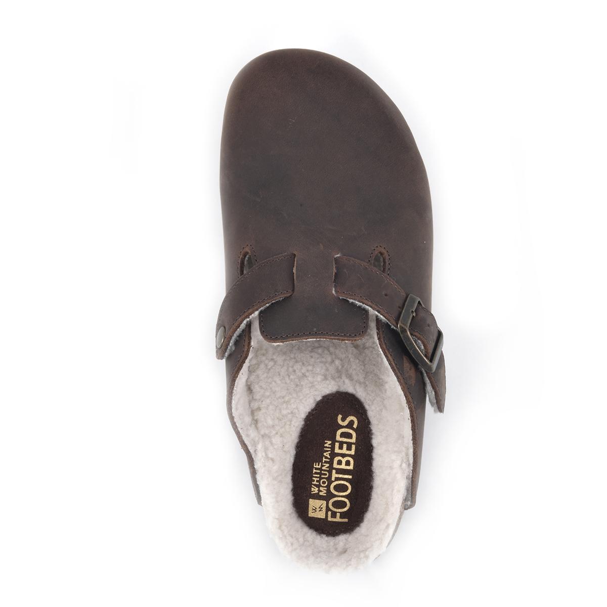 Womens White Mountain Bari Leather with Faux Fur Footbeds™ Clogs