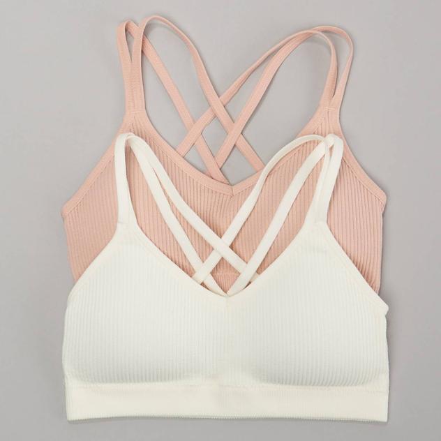 Girls (7-14) Lala® 2pk. Nyla Ribbed X-Back Seamless Bras