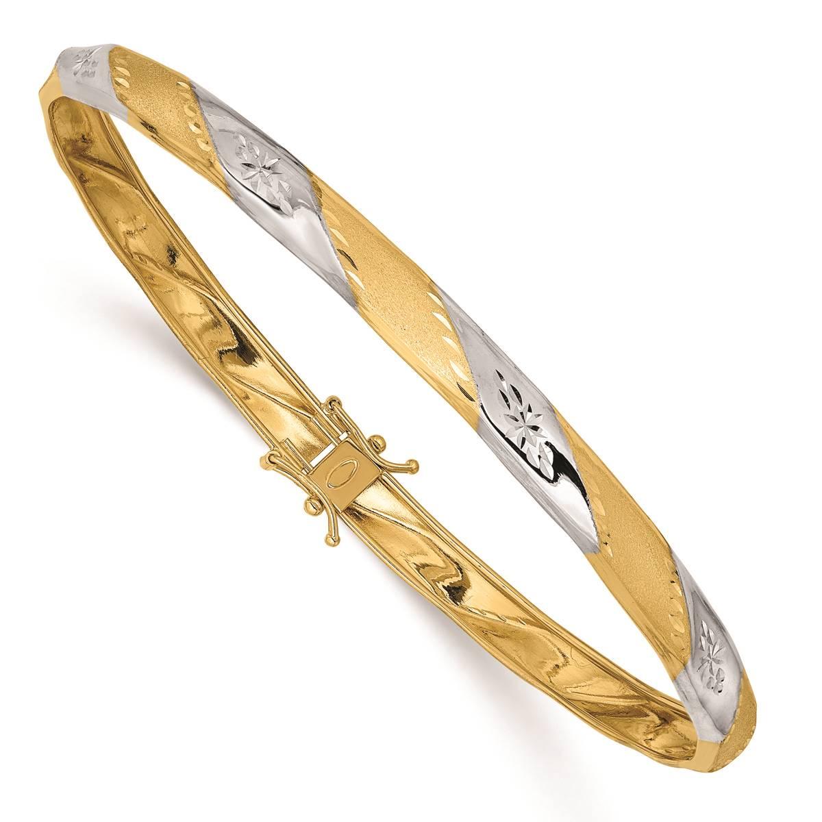 Gold Classics(tm) 14kt. White Rhodium Polished Satin Flexible Bangle