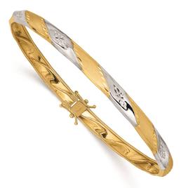 Gold Classics(tm) 14kt. White Rhodium Polished Satin Flexible Bangle
