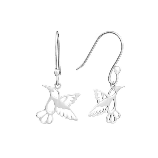 Athra Sterling Silver Laser Cut Hummingbird Drop Earrings