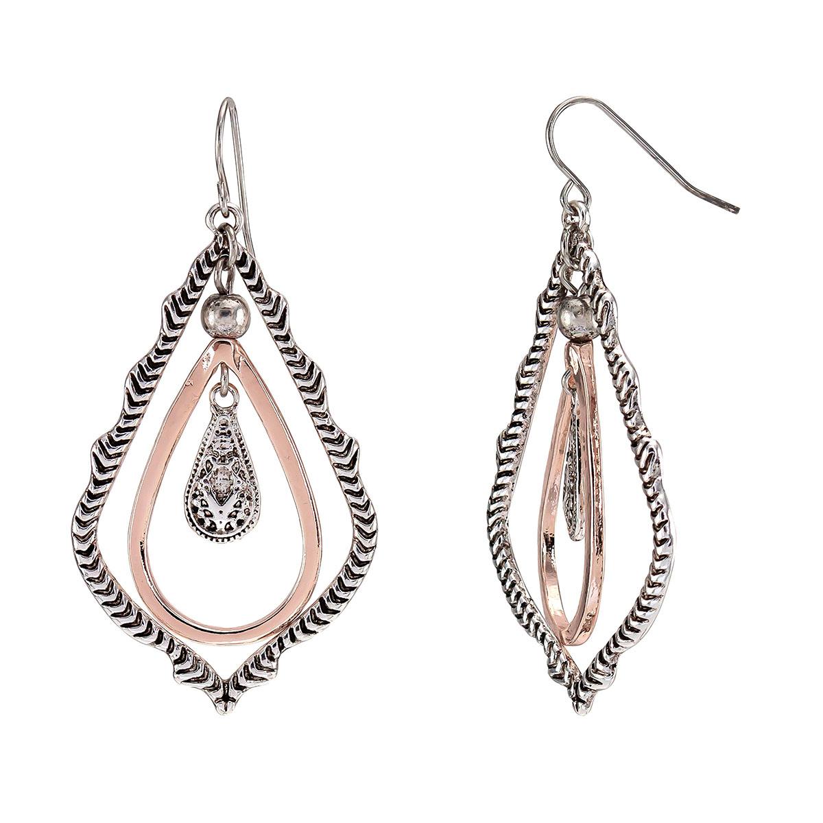 Ruby Rd. Rose Gold & Silver-Tone Triple Drop Orbital Earrings