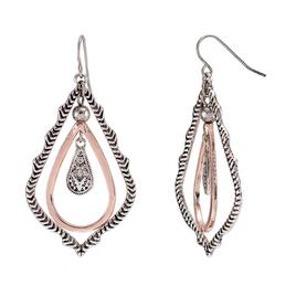 Ruby Rd. Rose Gold & Silver-Tone Triple Drop Orbital Earrings