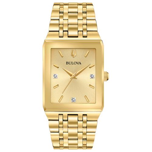 Mens Bulova Quadra Gold Plated Bracelet Watch - 97D120