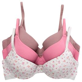 Womens Laura Ashley 3pk. Ribbed Molded Bras - LS9497-3PKW