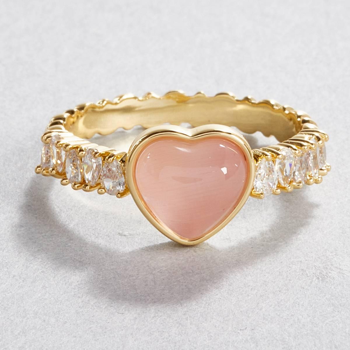 Ashley Cooper(tm) Gold-Tone Pink Cats Eye Heart Ring