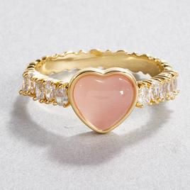 Ashley Cooper(tm) Gold-Tone Pink Cats Eye Heart Ring