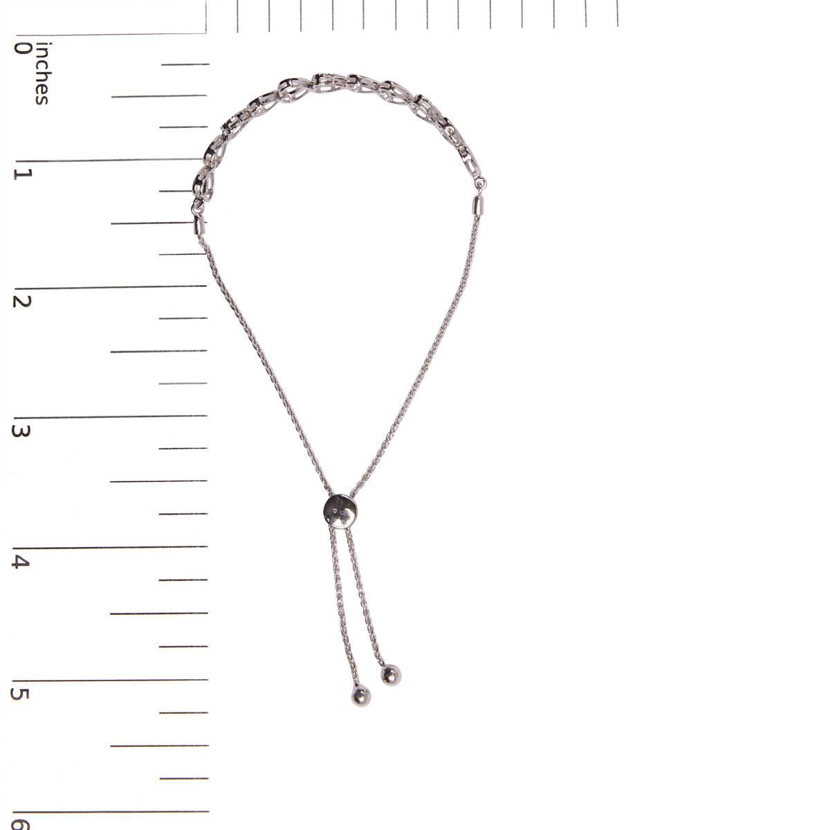 Haus of Brilliance Silver 1/10ctw. Diamond Heart Bolo Bracelet