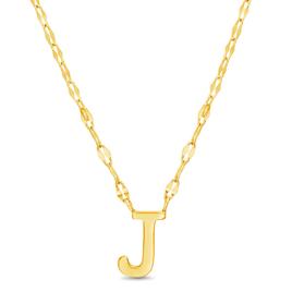 Sterling Silver Gold Polished J Initial Pendant Necklace