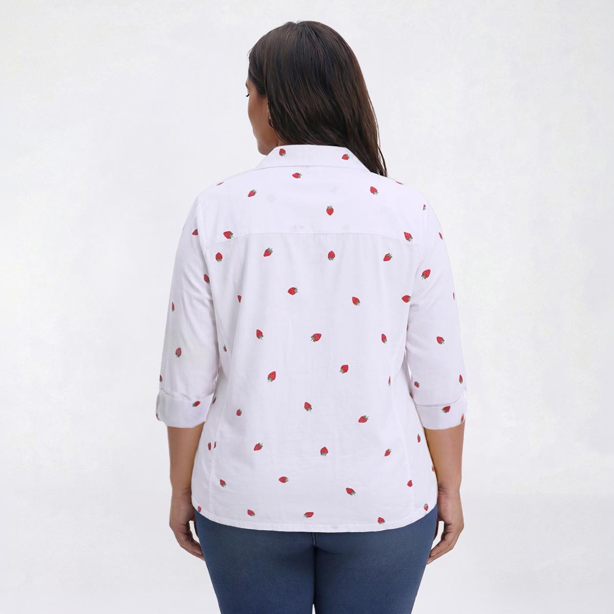 Plus Size Emily Daniels Strawberry Knit To Fit Casual Button Down