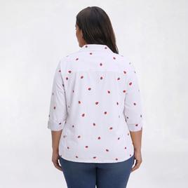 Plus Size Emily Daniels Strawberry Knit To Fit Casual Button Down