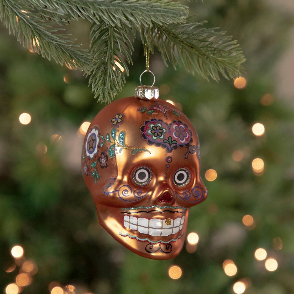 Northlight Seasonal 4in. Day of the Dead Glass Skull Ornament