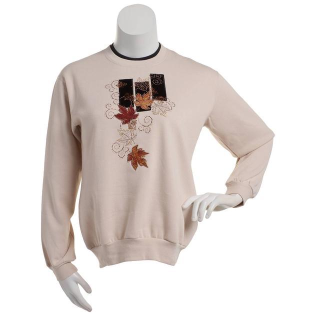 Womens Top Stitch by Morning Sun Swirl Leaf Fleece Sweatshirt