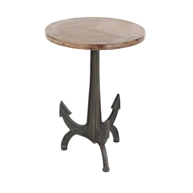 9th & Pike® Black Metal and Wood Coastal Accent Table
