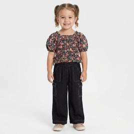 Toddler Girl Lemon Kiss Top w/ Faux Ties & Wide Leg Cargo Set