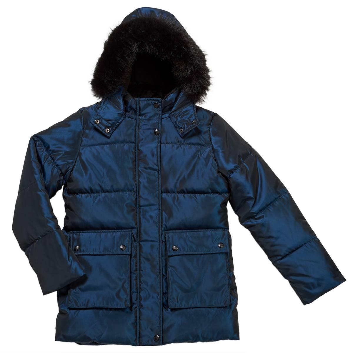 Girls (7-16) Kensie Girl Iridescent Faux Fur Hooded Puffer Coat