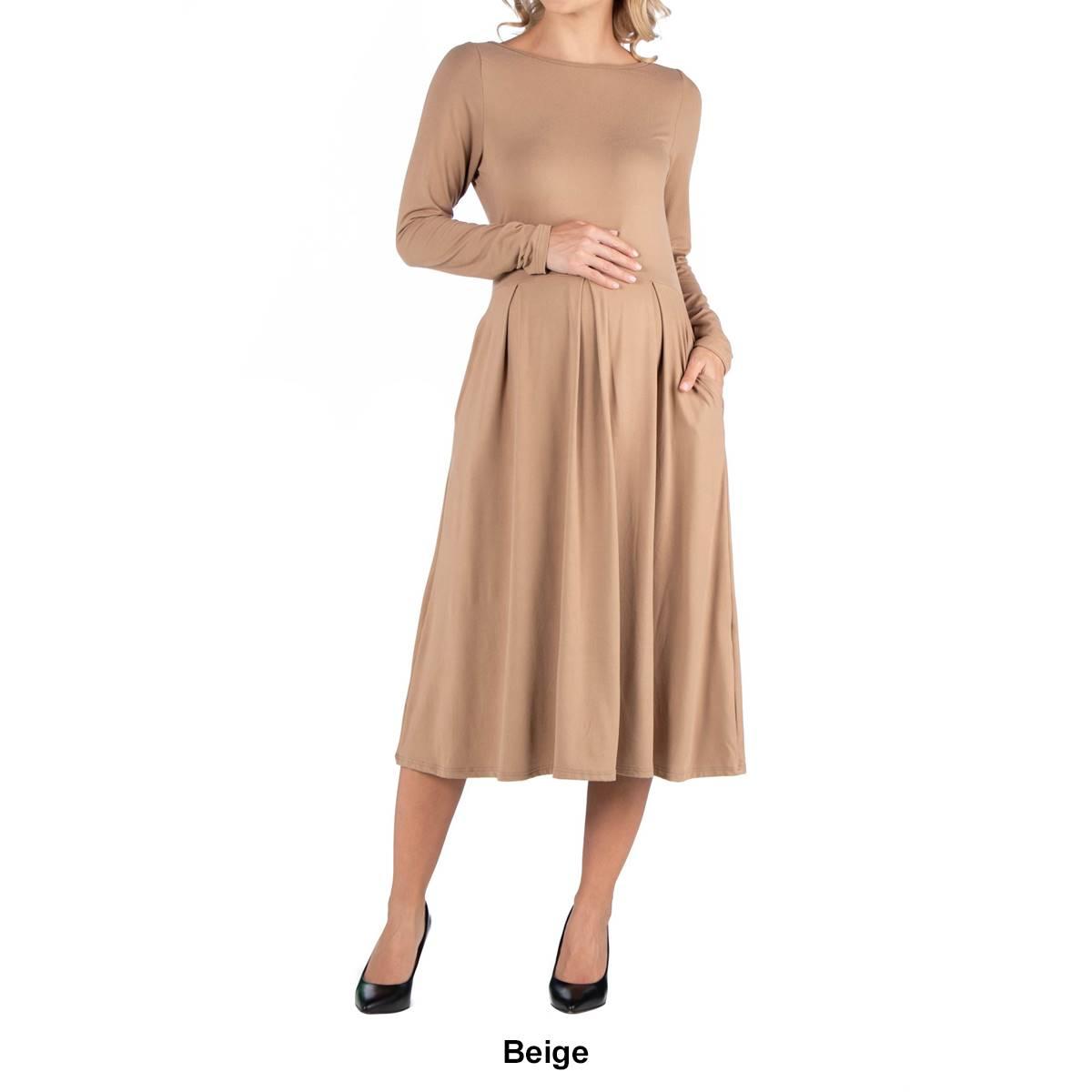 Plus Size 24/7 Comfort Apparel Fit & Flare Maternity Midi Dress