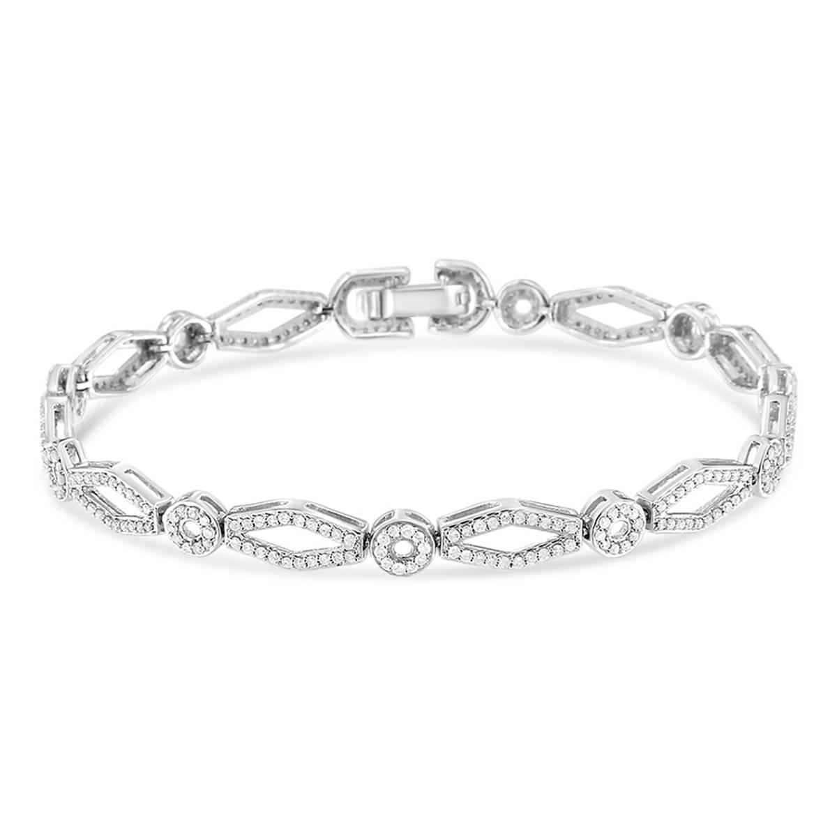 Haus of Brilliance Sterling SIlver 1 1/2ctw. Diamond Bracelet