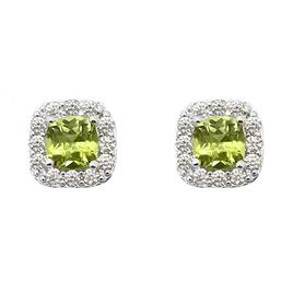 Gianni Argento Peridot and Cubic Zirconia Halo Stud Earrings